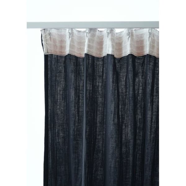 Set av 2 gardiner med veckband "Gaïa" 140 x 240 cm "Bomullsgaze" - Gaïa Midnatt - 2 paneler 140 x 240 cm - Gaïa Midnatt
