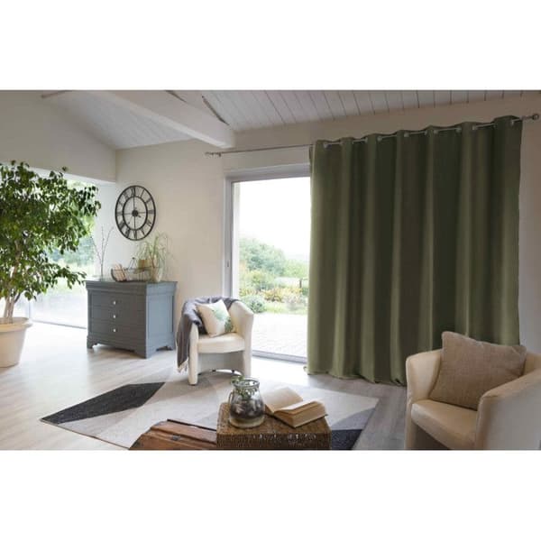 Set med 2 mörkläggnings- och termiska gardiner med fleecefoder "Inuit" alla mått - Inuit Romarin - Mörkläggningspanel + fleece 280 x