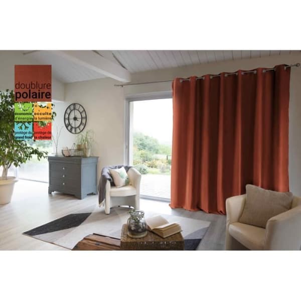 Set med 2 blackout och thermiska gardiner med fleecefoder "Inuit" alla dimensioner - Inuit Terracotta - Blackout-panel + fleece 18