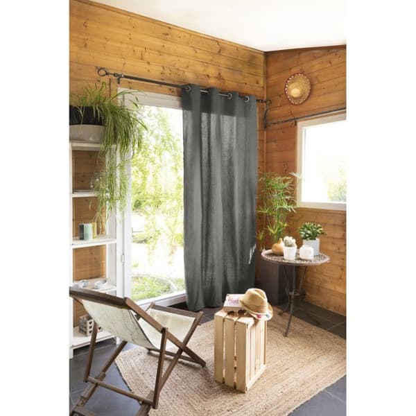 Sats med 2 "Kala" inredningsgardiner i bomull 140 x 260 cm Effekten av fjärilar - Kala Granit - 2 paneler 140 x 240 cm - Kala Granit
