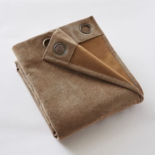 Ljud- och värmeblockerande gardin med fleecefoder "Bjorn" 100% ogenomskinlig - Bjorn Camel - 1 blockerande panel + fleece 140 x 180 cm