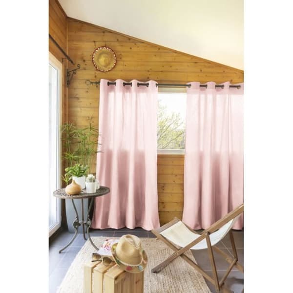 Sats med 2 möbelgardiner "Kala" i bomull 140 x 260 cm Effekten av fjäril - Kala Pivoine - 2 paneler 140 x 240 cm - Kala Pivoine