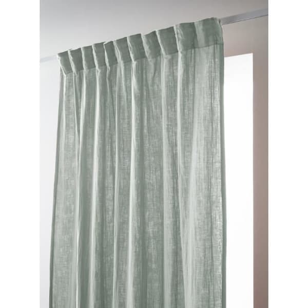 Set med 2 gardiner med rynkband "Gaïa" 140 x 240 cm "Bomullsgaze" - Gaïa Eucalyptus - 2 paneler 140 x 240 cm - Gaïa Eucalyptus