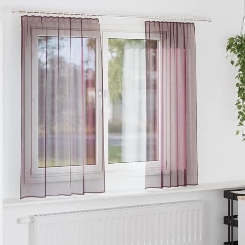 Voile gardiner med öglor 2 st lila 140x140 cm