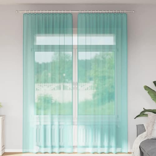 Voile gardiner med öglor 2 st turkos 140x260 cm