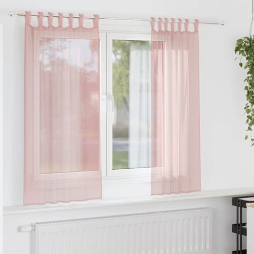 Voile gardiner med stångfickor 2 st rosa