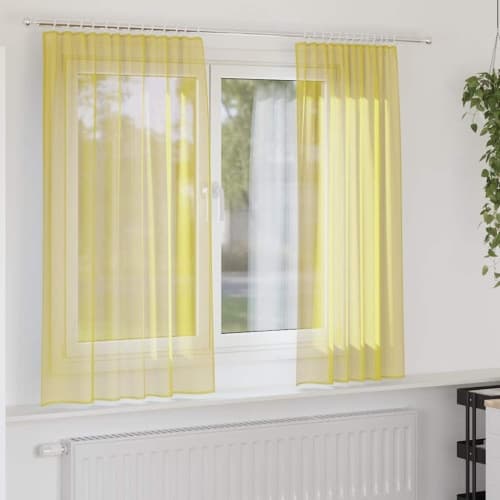 Voile gardiner med öglor 2 st gul 140x175 cm