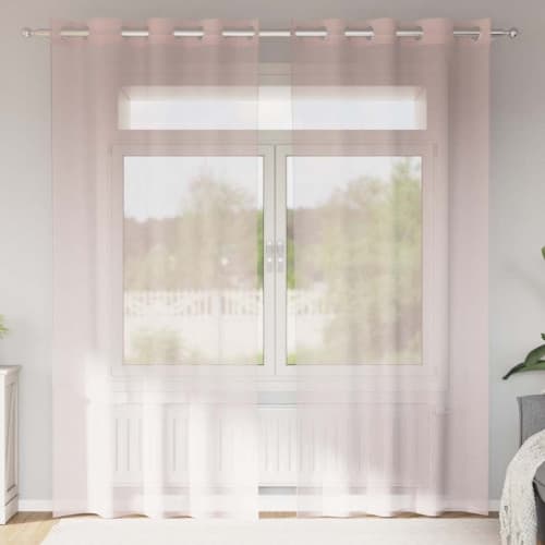 Voile gardiner med genomföringar 2 st ljusrosa 140x225 cm