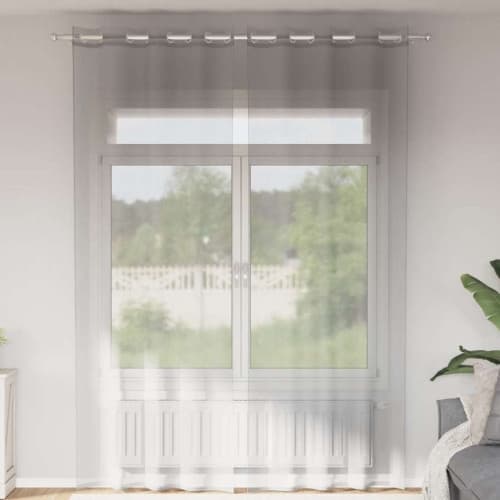 Voile gardiner med genomföringar 2 st ljusgrå 140x260 cm