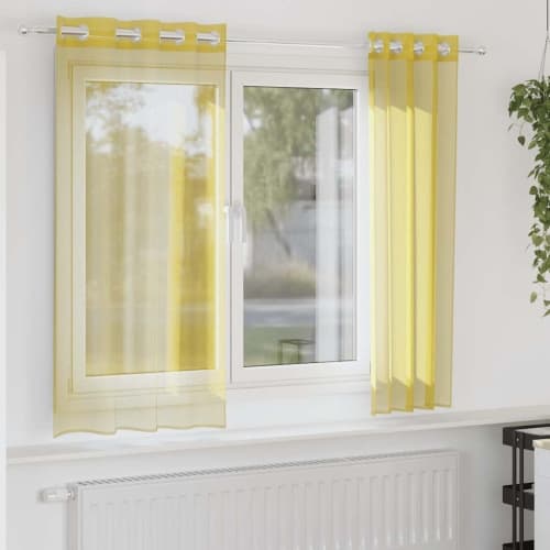 Voile gardiner med genomföringar 2 st gul