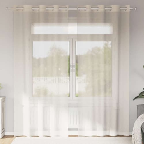 Voile gardiner med genomföringar 2 st gräddvita 140x245 cm