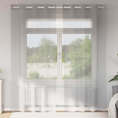 Voile gardiner med genomföringar 2 st ljusgrå 140x245 cm