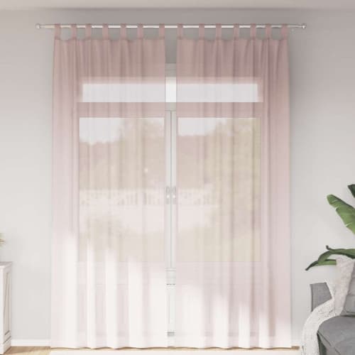 Voile gardiner med stångfickor 2 st ljusrosa
