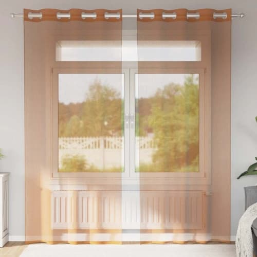 Voile gardiner med genomföringar 2 st terrakotta