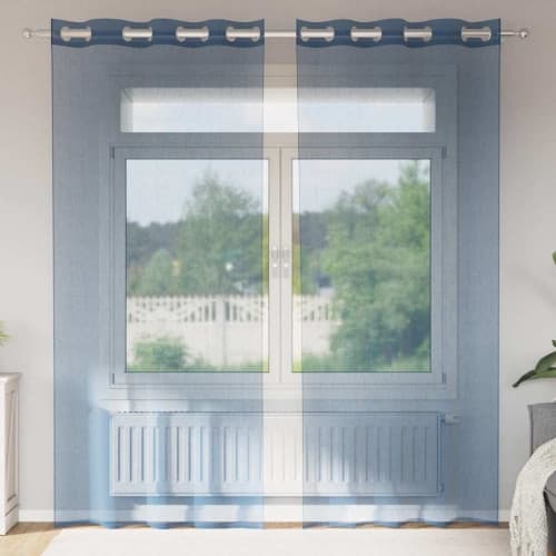 Voile gardiner med genomföringar 2 delar kungsblå
