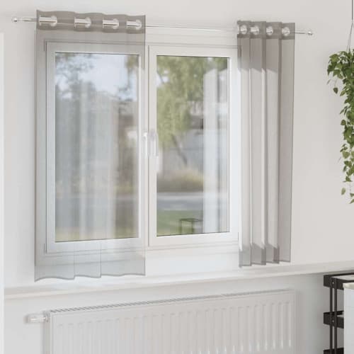 Voile gardiner med genomföringar 2 st ljusgrå 140x140 cm