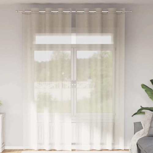 Voile gardiner med genomföringar 2 st gräddvit 140x300 cm