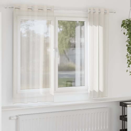Voile gardiner med genomföringar 2 st gräddvita 140x175 cm