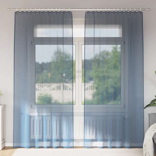 Voile gardiner med öglor 2 st kungsblå 140x245 cm