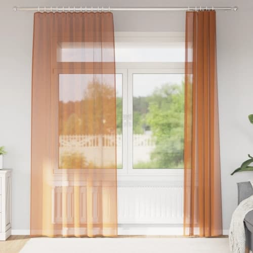 Voile gardiner med öglor 2 st terrakotta 140x245 cm