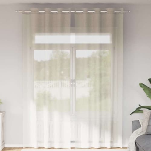 Voile gardiner med genomföringar 2 st gräddvita 140x260 cm