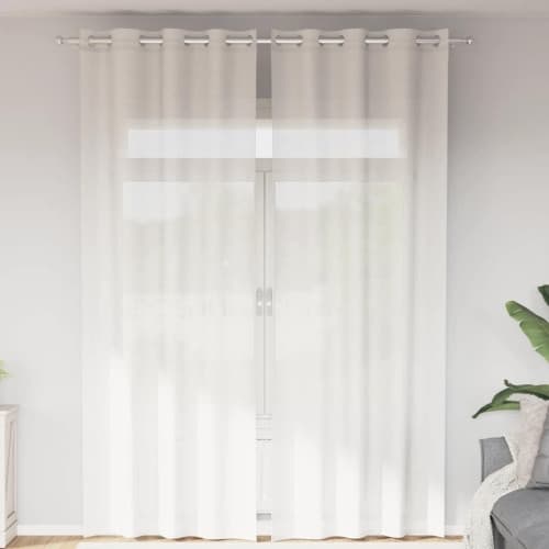 Voile gardiner med genomföringar 2 st vit
