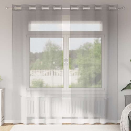 Voile gardiner med genomföringar 2 st ljusgrå 140x225 cm