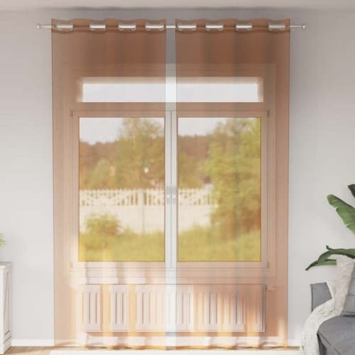 Voile gardiner med genomföringar 2 st terrakotta
