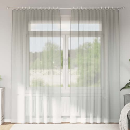 Voile gardiner med öglor 2 st ljusgrå 140x245 cm