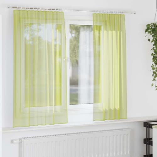 Voile gardiner med fliktopp 2 st äppelgrön