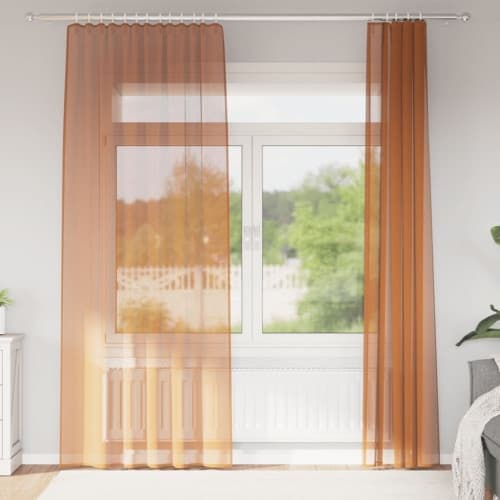 Voile gardiner med öglor 2 st terrakotta 140x225 cm