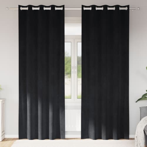 Gardiner med öljett 2 stycken Svart Sammet