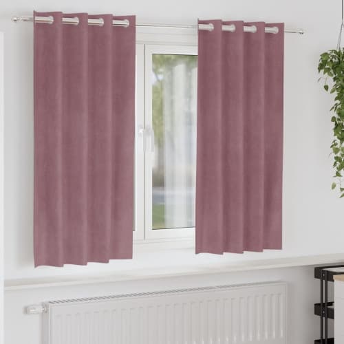 Mörkläggningsgardiner med öglor 2 pack Mörkrosa Sammet
