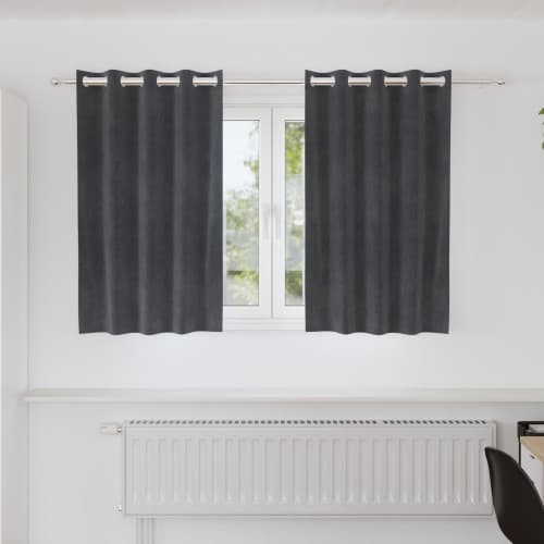 Mörkläggningsgardiner med Öglor 2 st Ljusgrå Velour
