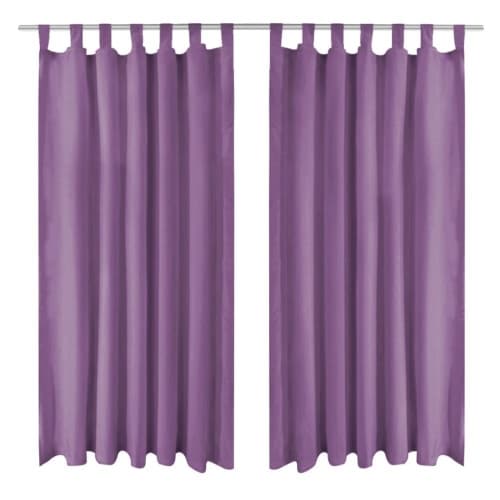 Gardiner i microsatin 2 st med öglor 140x175 cm lila