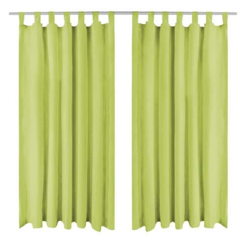 Gardiner i microsatin 2 st med öglor 140x245 cm grön