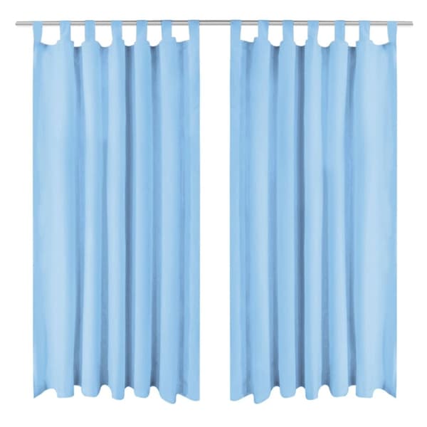 Gardiner i microsatin 2 st med öglor 140x175 cm turkos