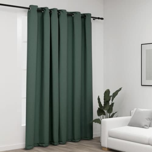 Mörkläggningsgardin med öljetter linnelook grön 290x245cm