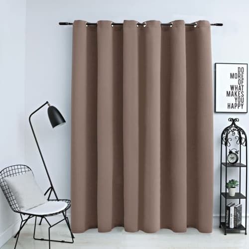 Mörkläggningsgardin med metallringar taupe 290x245 cm