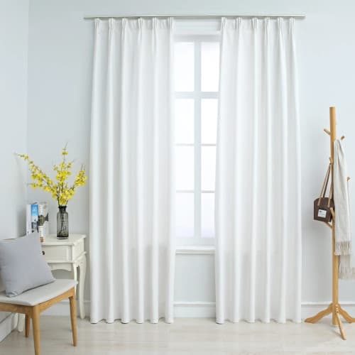 Mörkläggningsgardiner med krokar 2 st gråvit 140x245 cm