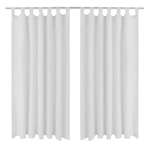 2-pack gardiner med öglor i vit microsatin 140 x 175 cm
