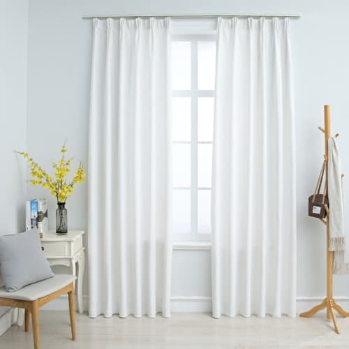 Mörkläggningsgardiner med krokar 2 st gråvit 140x225 cm