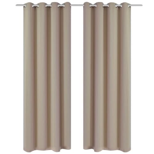 2-pack gräddvita mörkläggningsgardiner med metallringar 135 x 245 cm