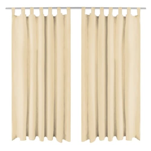 Gardiner i microsatin 2 st med öglor 140x245 cm beige