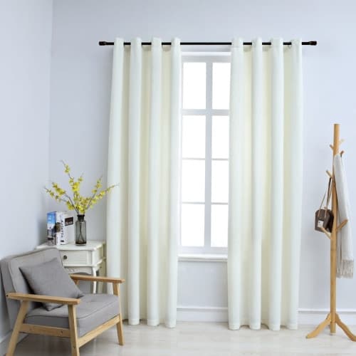 Mörkläggningsgardiner med ringar 2st gräddvit sammet 140x245 cm