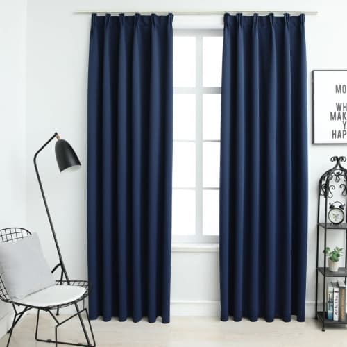 Mörkläggningsgardiner med krokar 2 st blå 140x245 cm