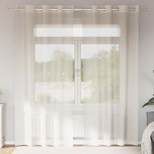 Voile gardiner med genomföringar 2 st gräddvita 140x225 cm