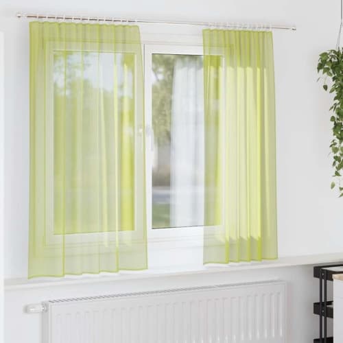 Voile gardiner med fliktopp 2 st äppelgrön