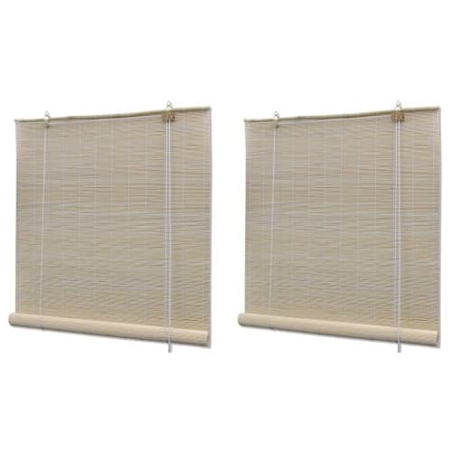 Rullgardin naturlig bambu 2 st 120x160 cm