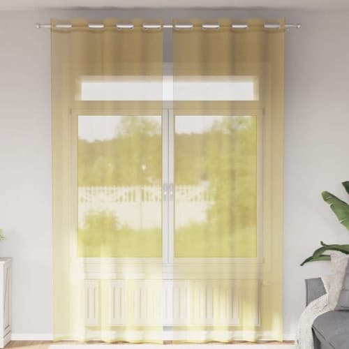 Voile gardiner med genomföringar 2 st gul